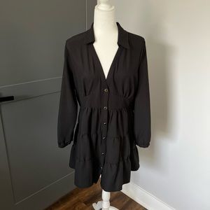 Black Long Sleeve Zara Button Up Dress